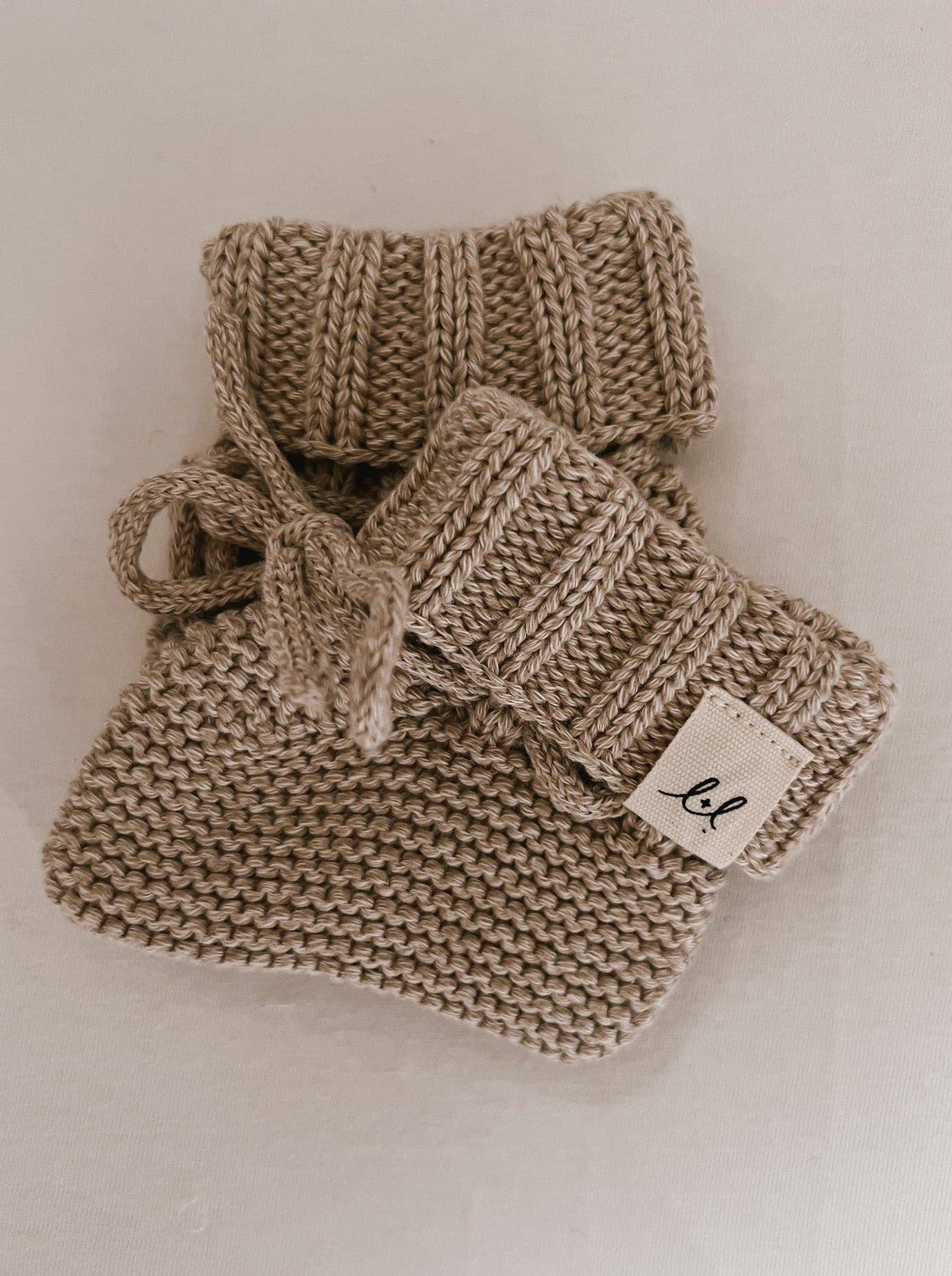 Organic Booties - Heather Beige