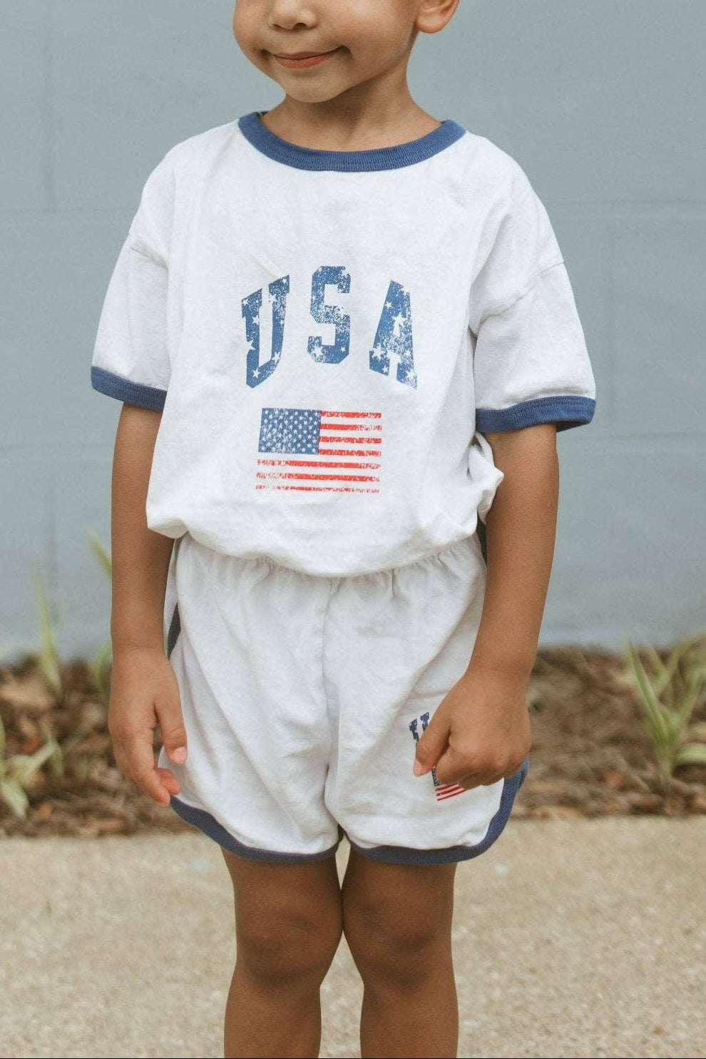 Vintage Print USA T-Shirt and Shorts Set