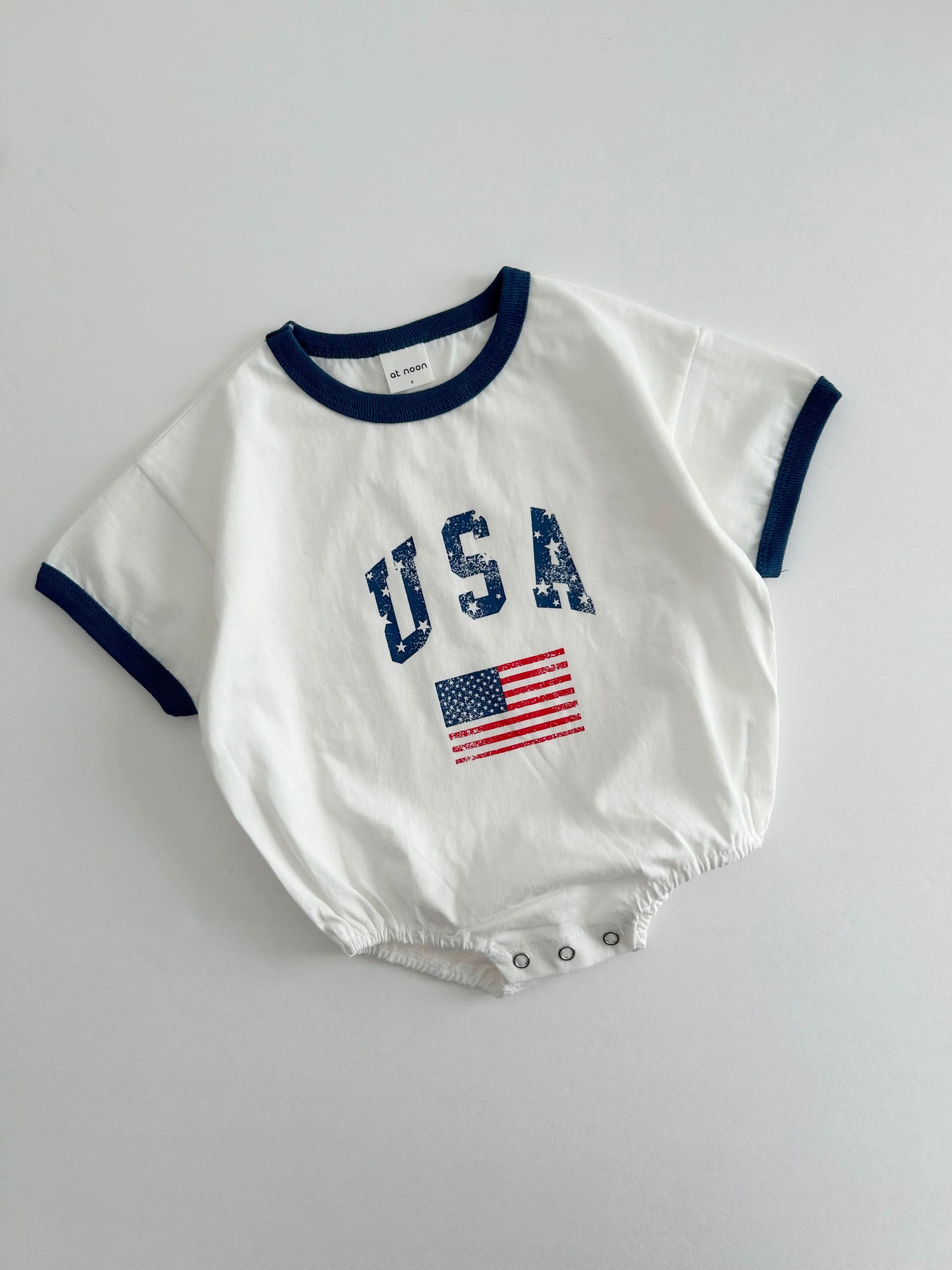 Baby Vintage Print USA T-shirt Romper
