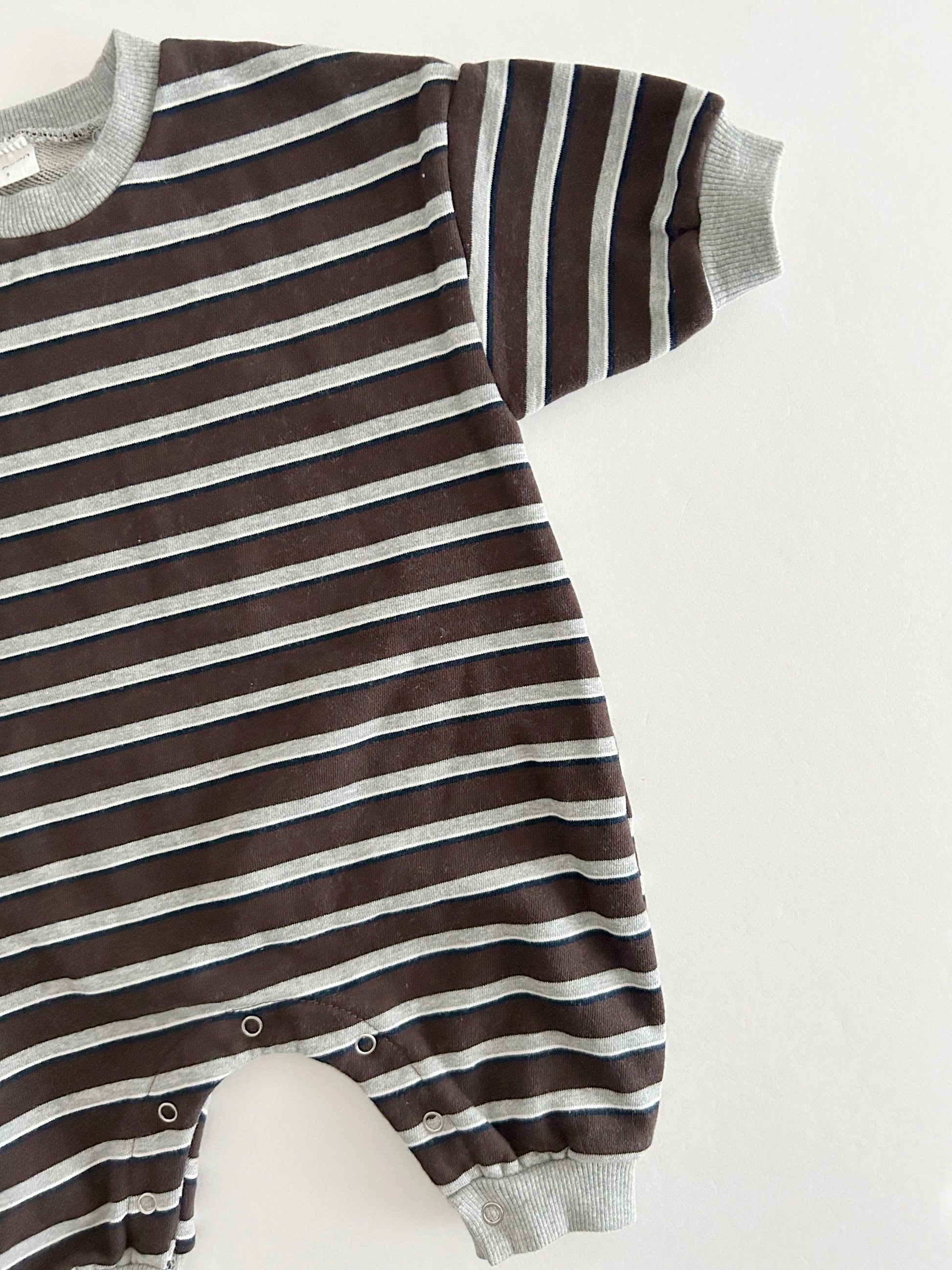 Cotton Stripe Jumpsuit | Brown & Grey