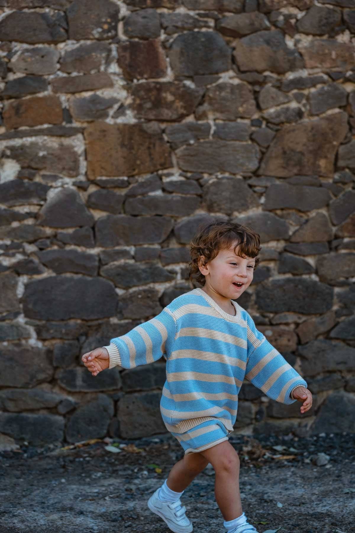 Cotton Knit Sweater | Sky Stripe