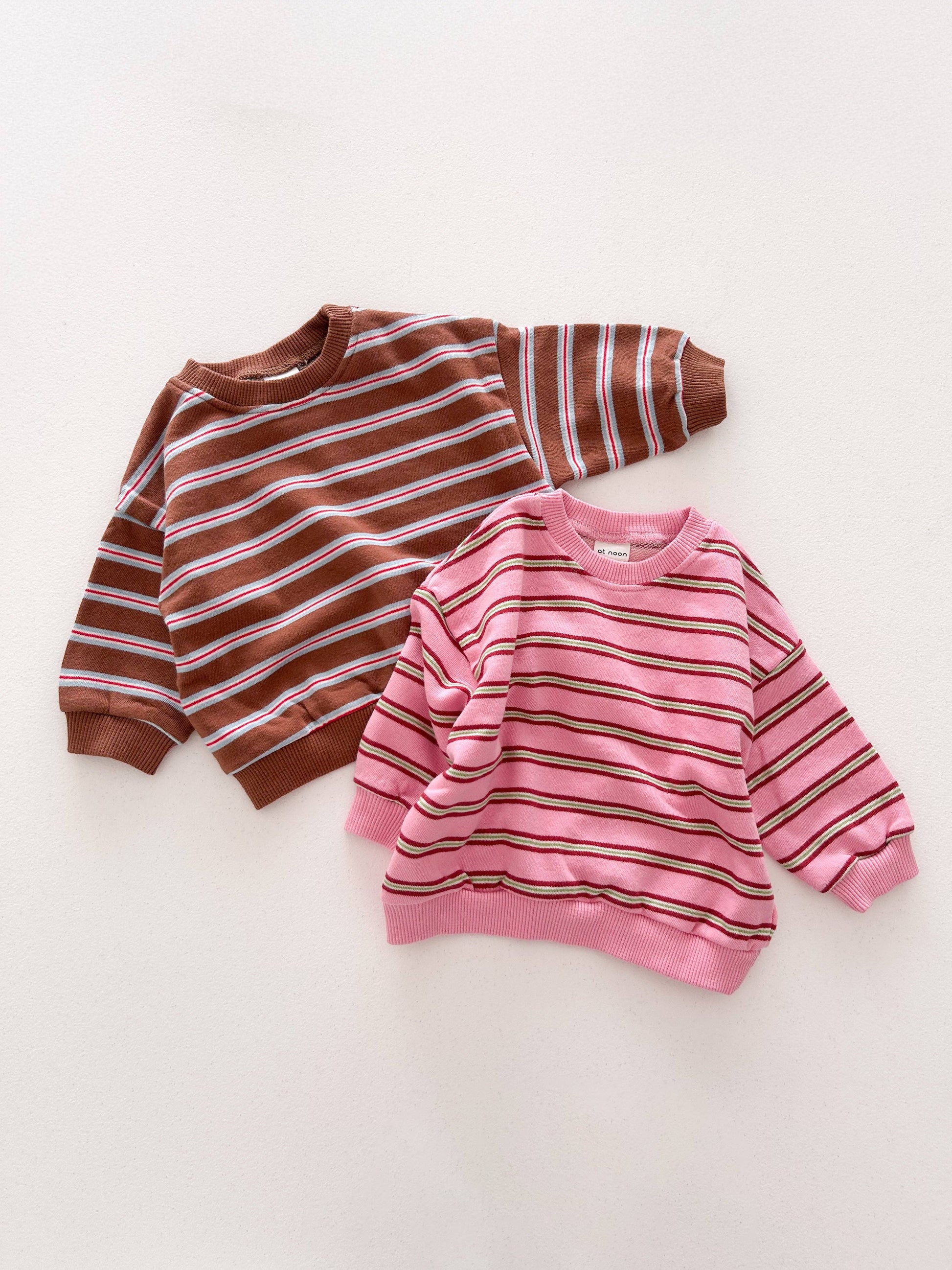 Baby & Toddler Stripe Long Sleeve Crewneck - Brown & Pink