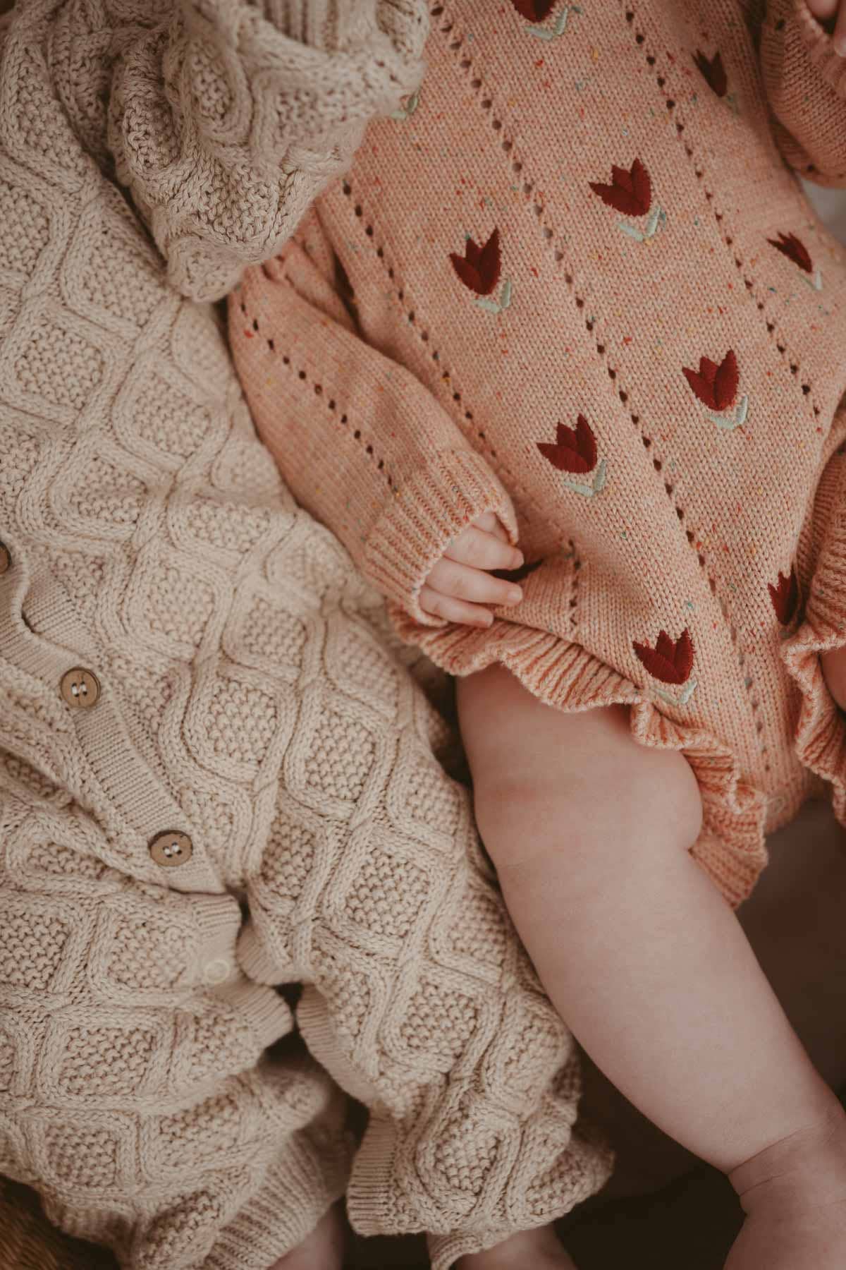 Cotton Pointelle Knit Romper | Sherbet Tulip