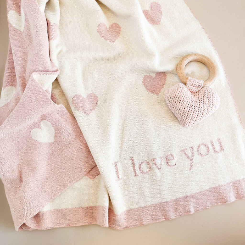 I Love You Blanket - Blush Pink