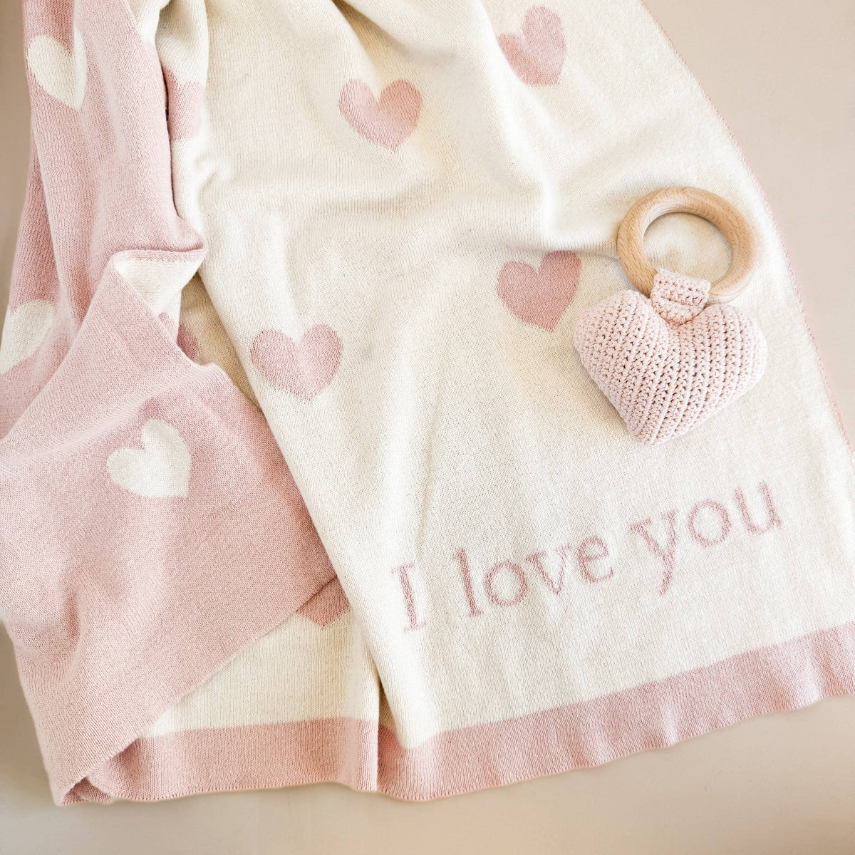 I Love You Blanket - Blush Pink