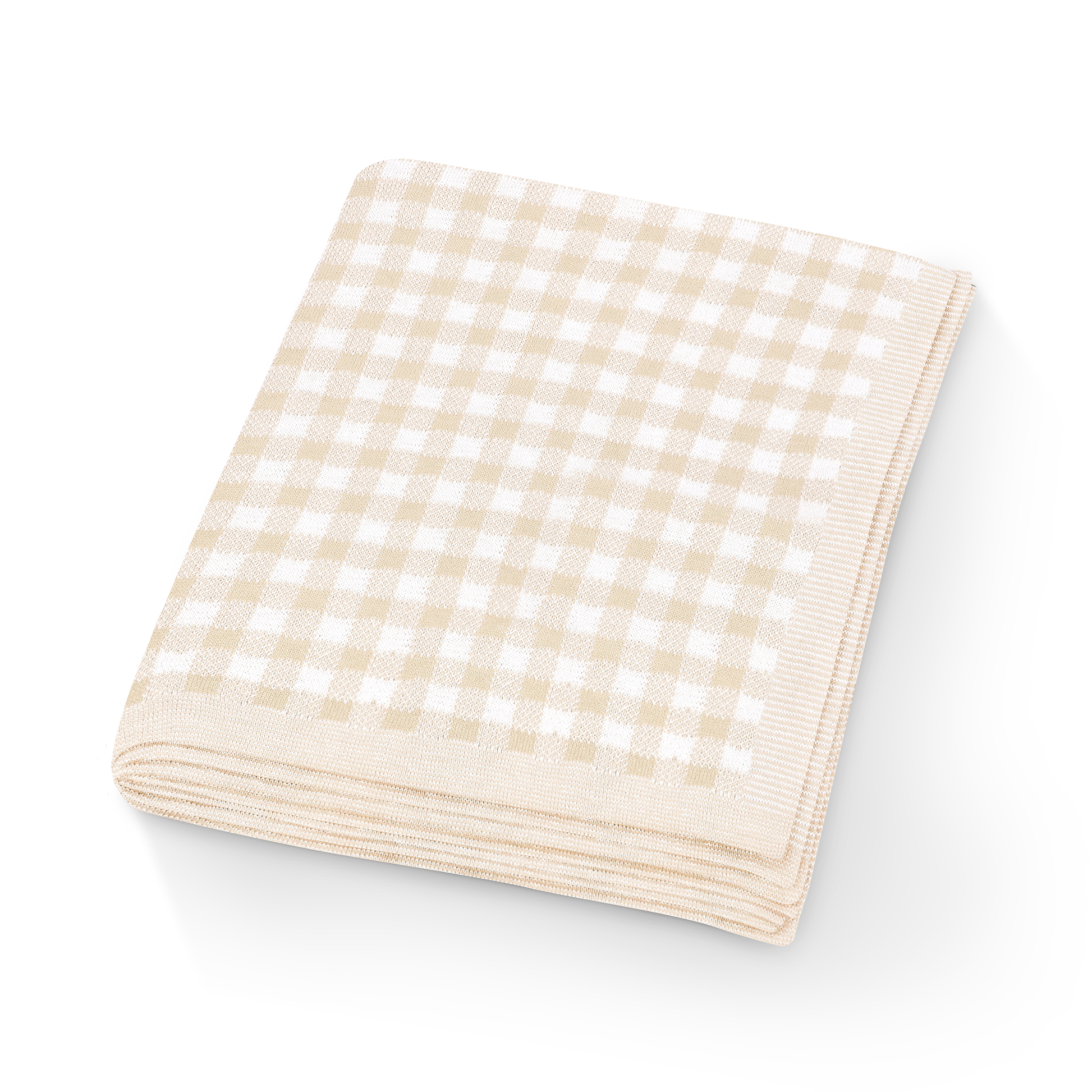 Cotton Receiving Blanket | Tan Gingham