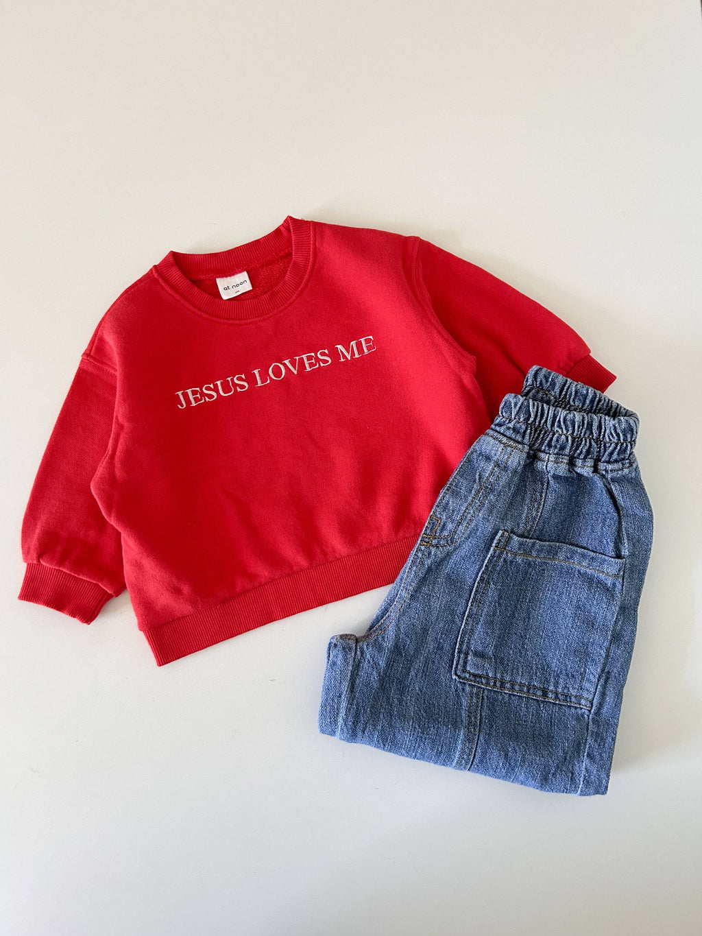 Jesus Loves Me Sweatshirt - Red