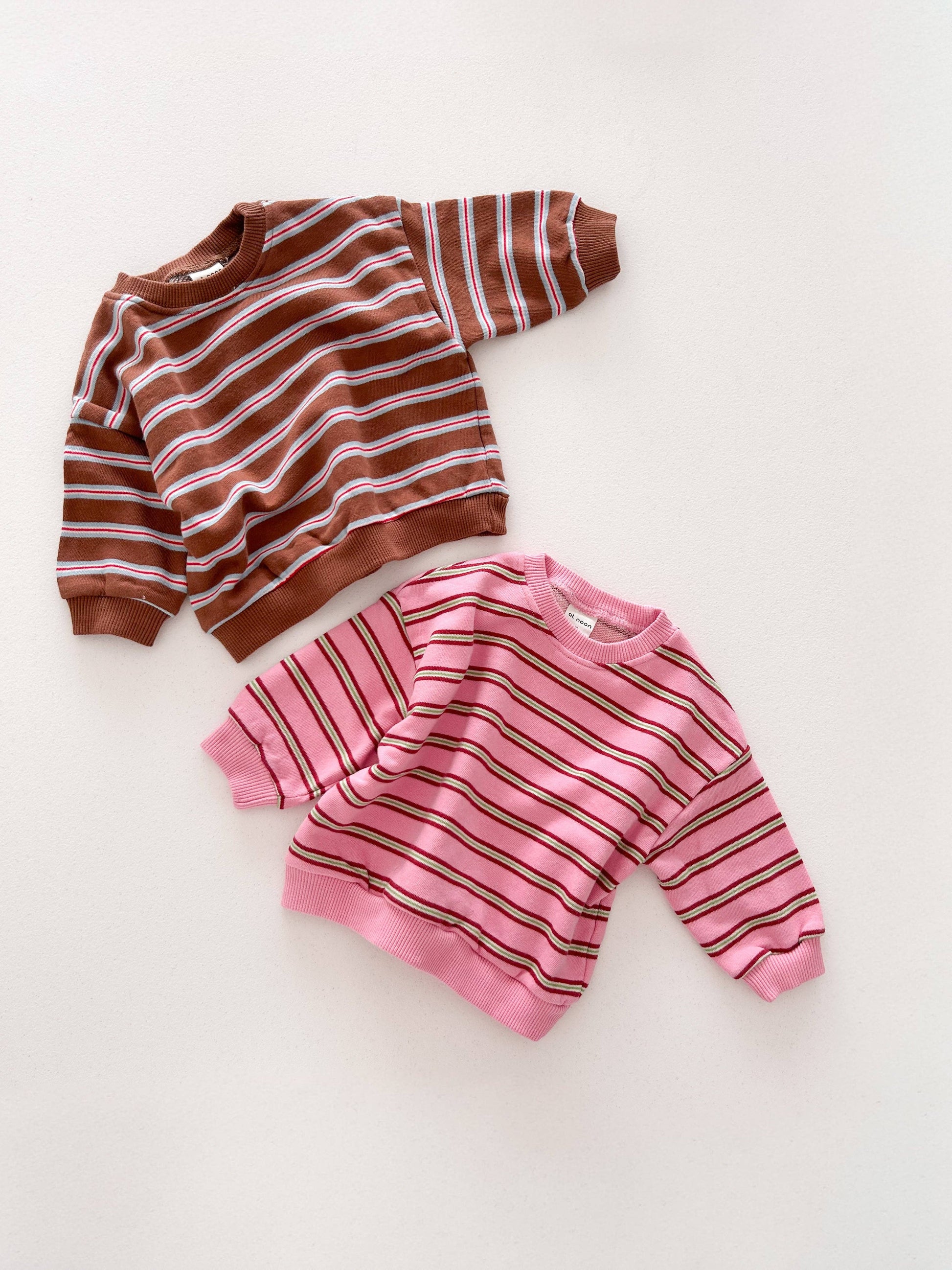 Baby & Toddler Stripe Long Sleeve Crewneck - Brown & Pink