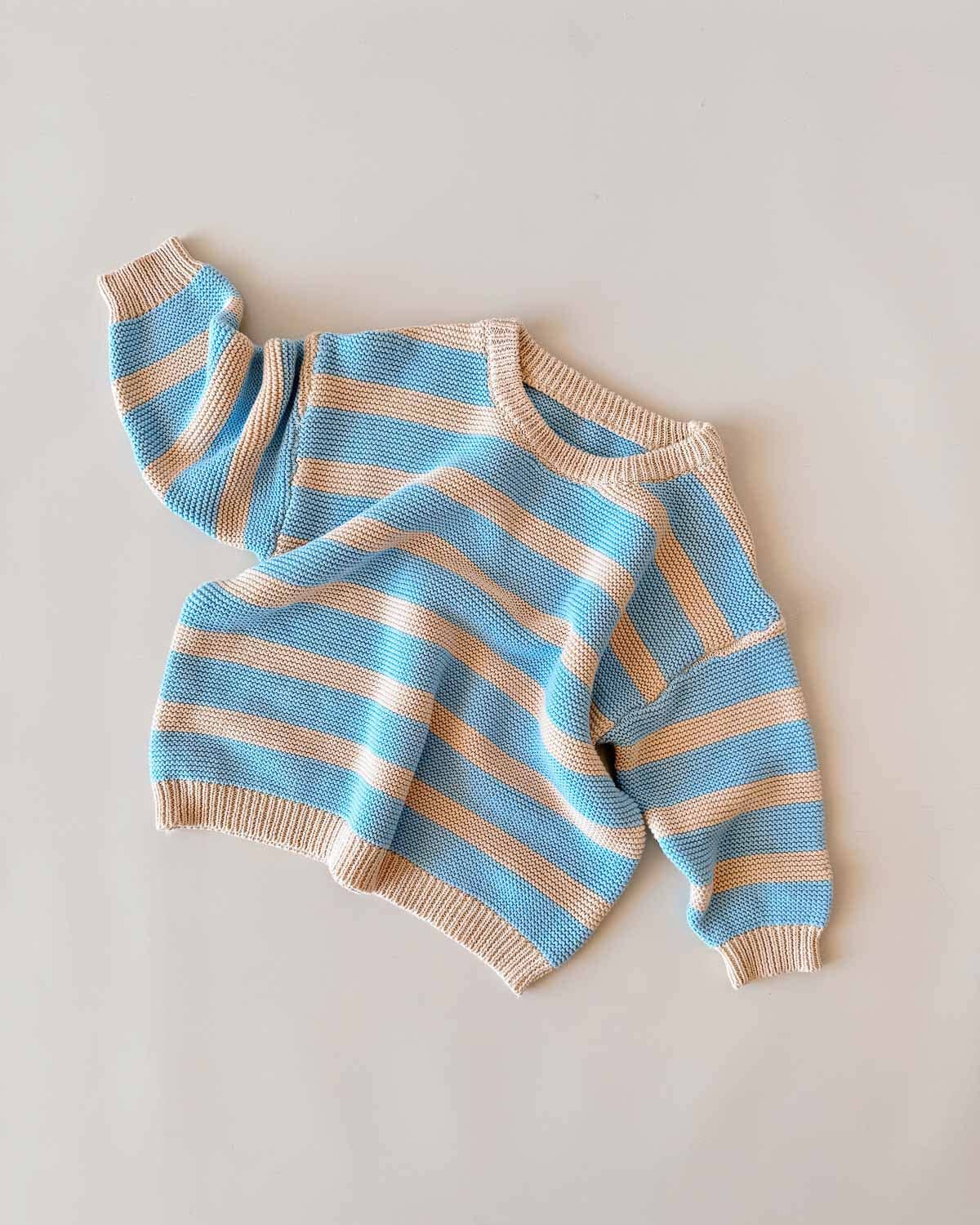 Cotton Knit Sweater | Sky Stripe
