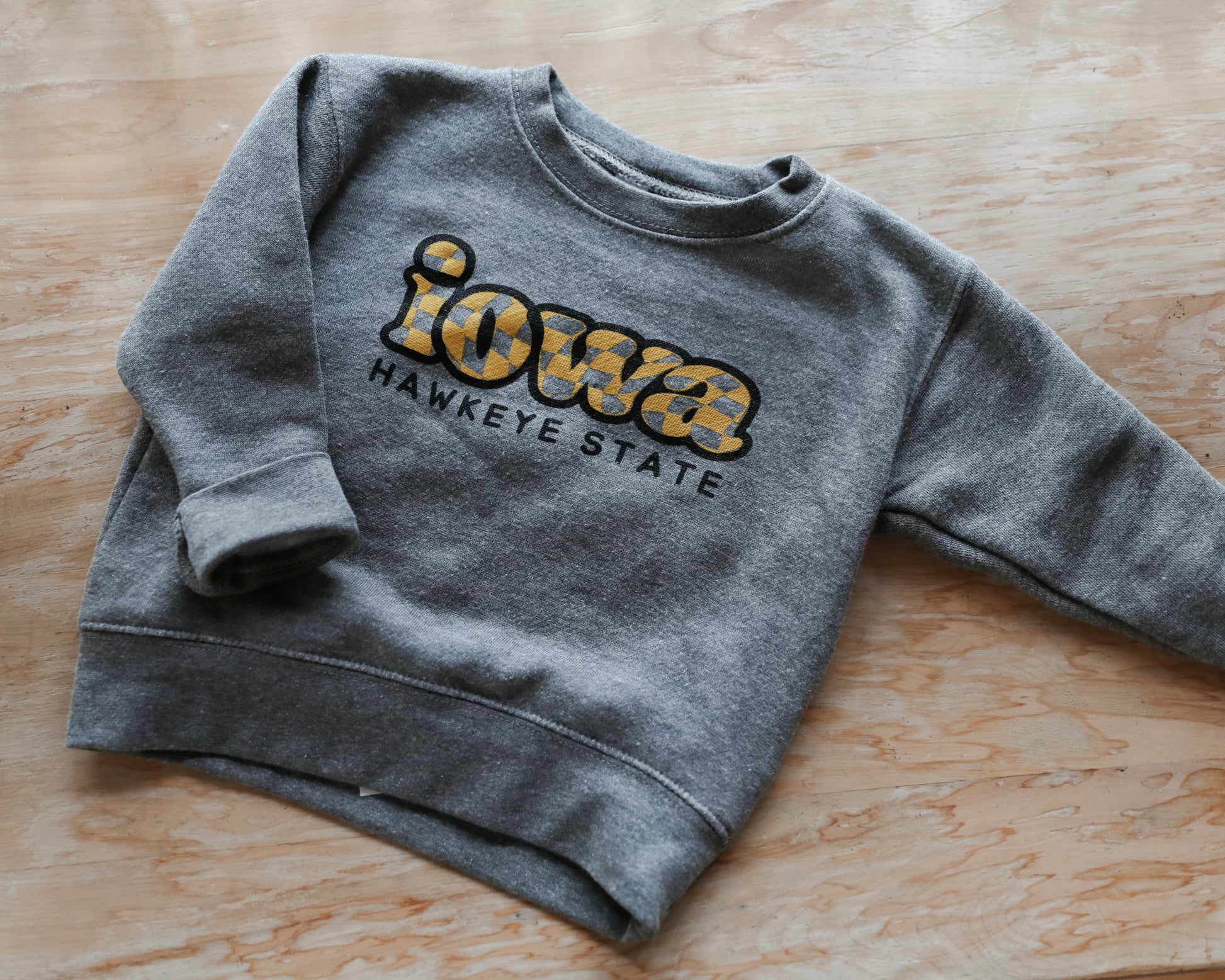 Iowa Checkered Charcoal Grey Crew Sweatshirt