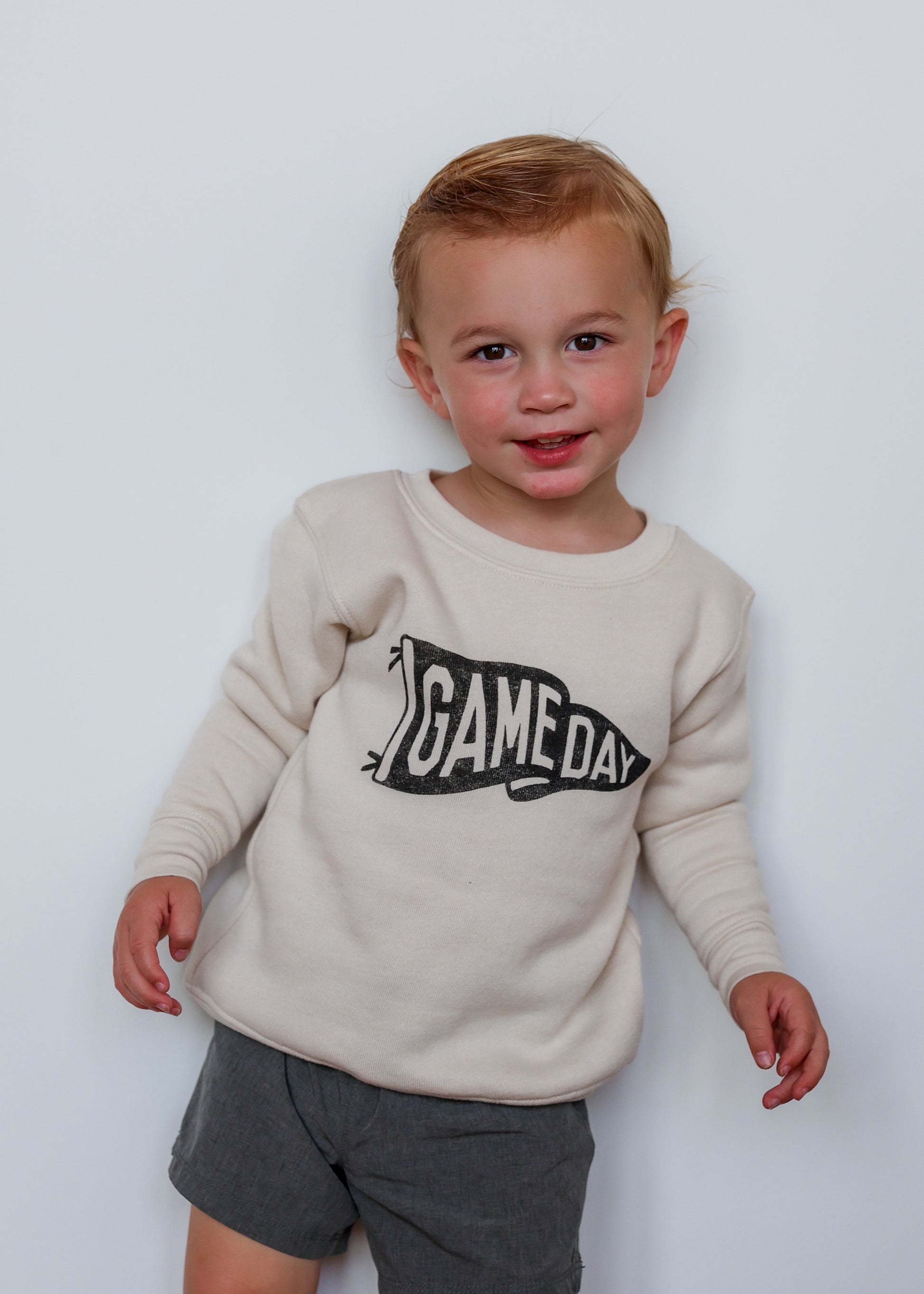 Game Day Pennant Toddler Crewneck - Heather Dust