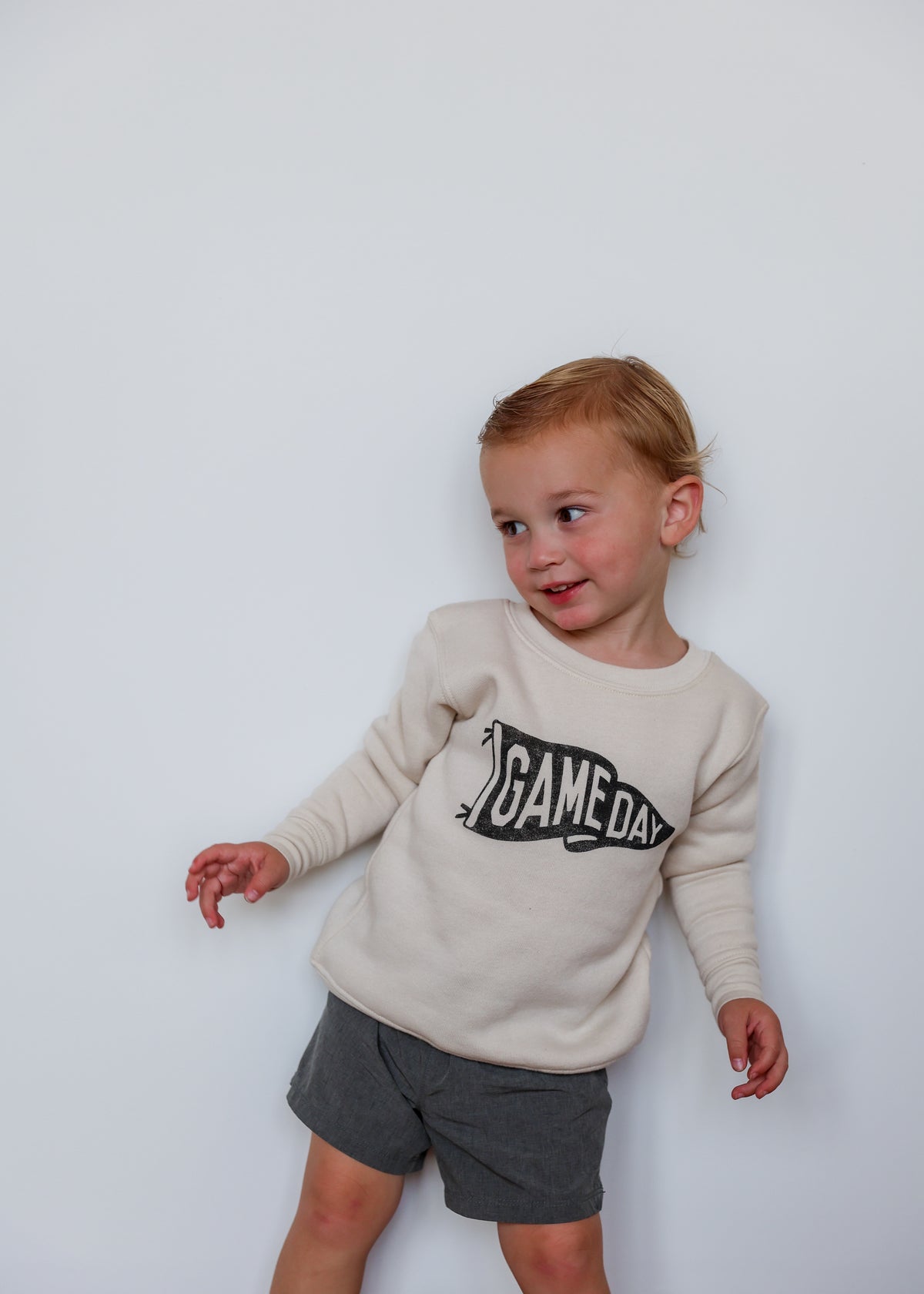 Game Day Pennant Toddler Crewneck - Heather Dust