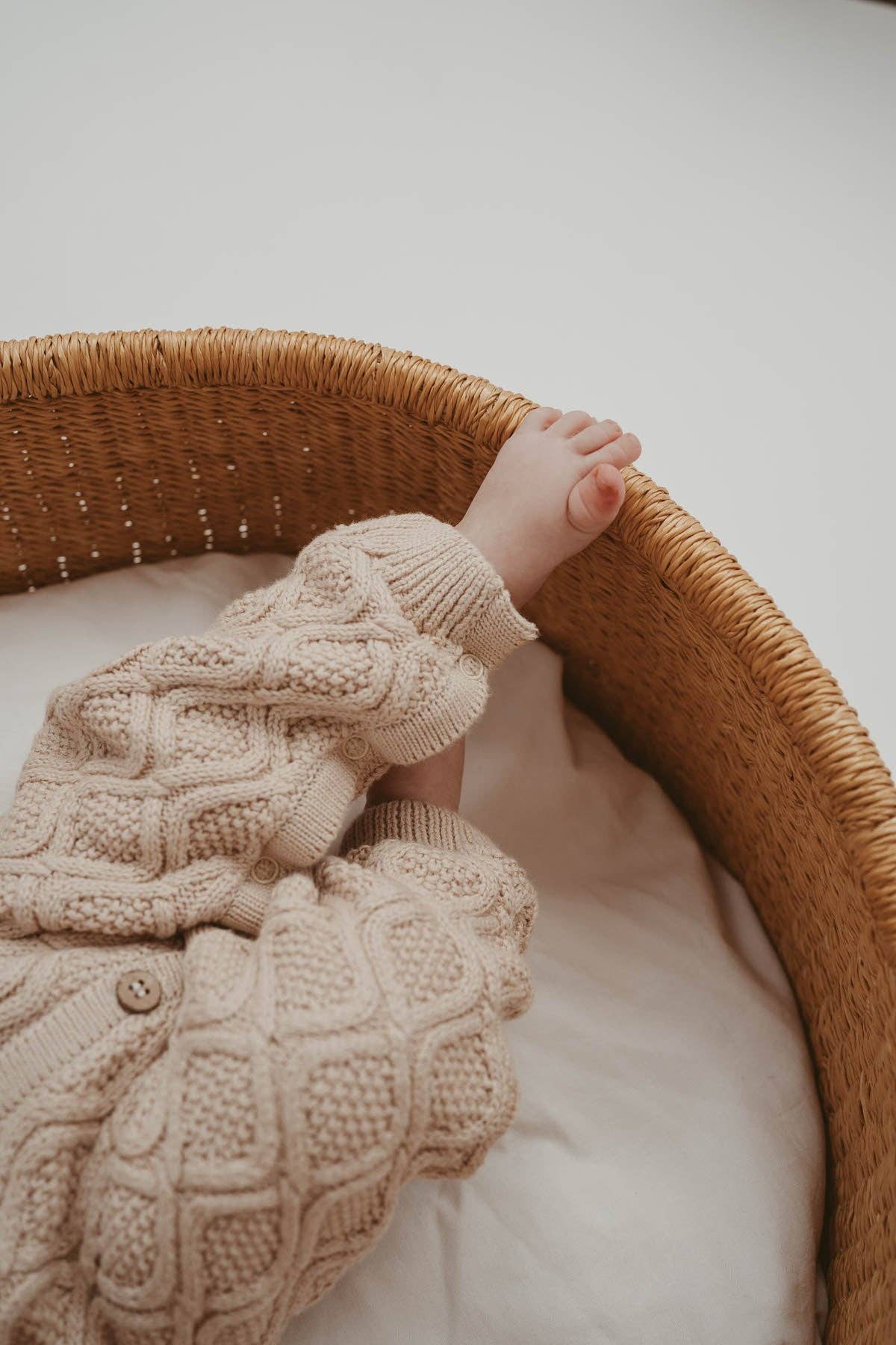 Textured Cotton Knit  Romper | Beige