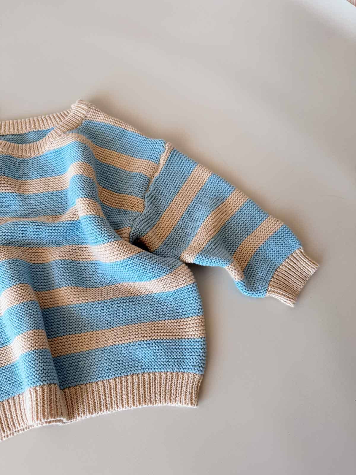 Cotton Knit Sweater | Sky Stripe