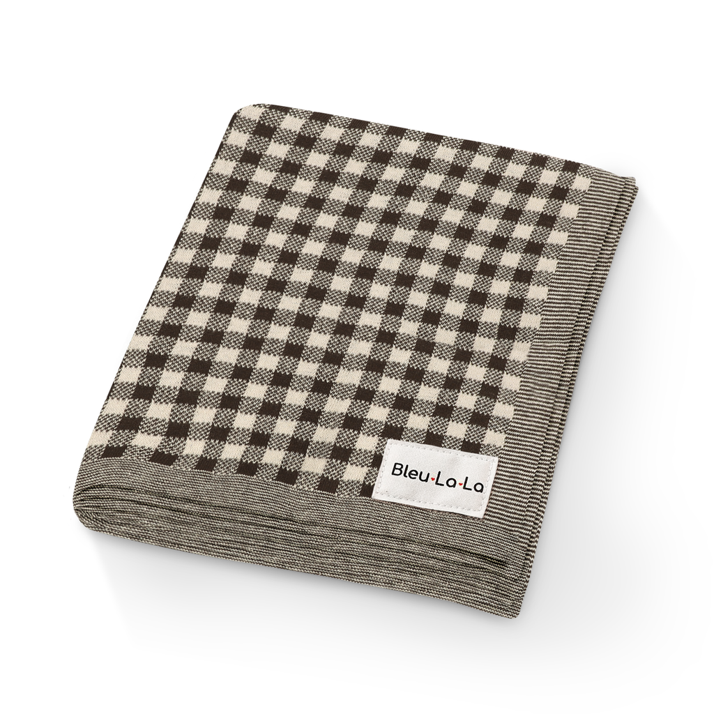 Cotton Receiving Blanket | Tan Gingham
