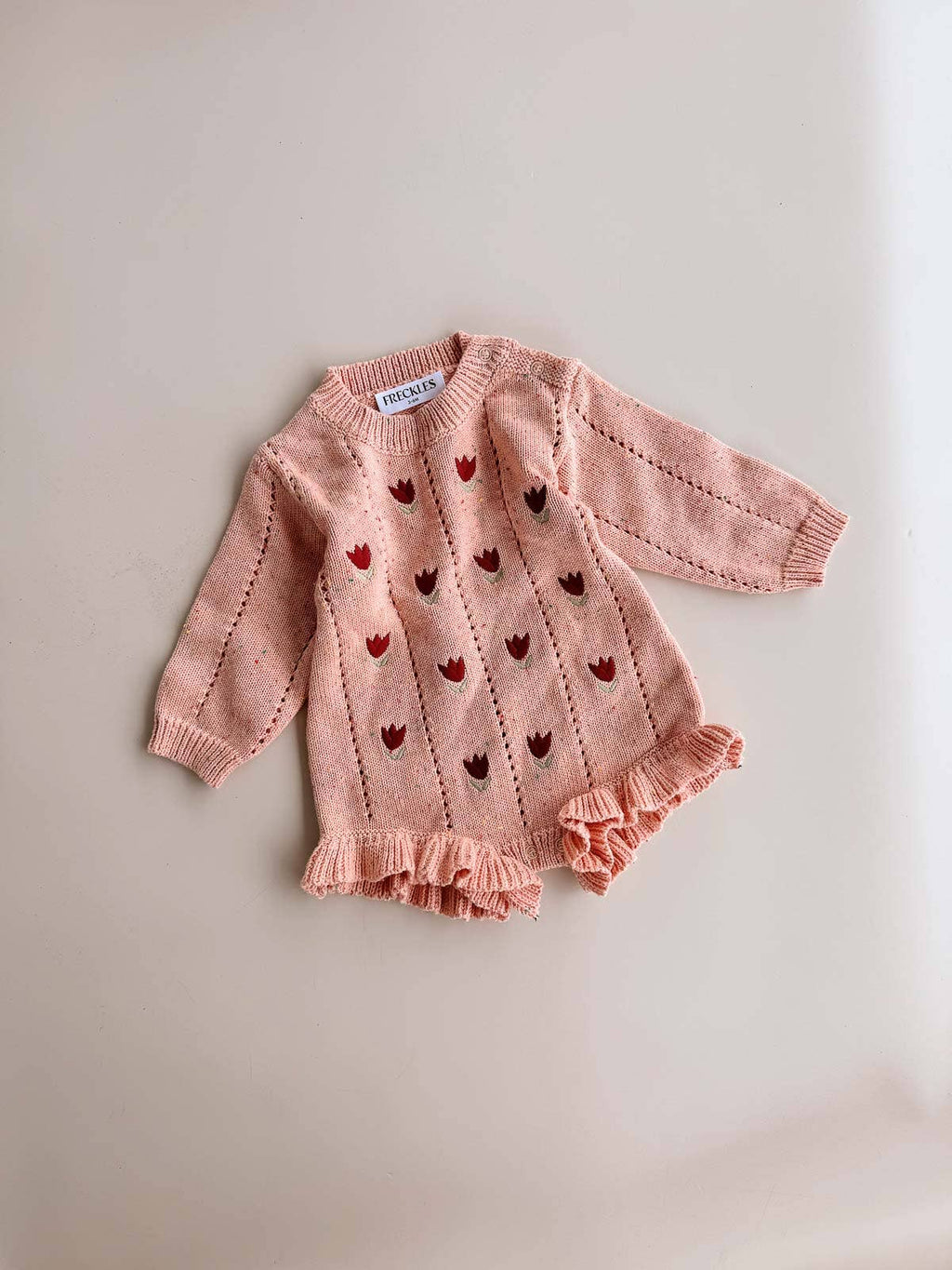 Cotton Pointelle Knit Romper | Sherbet Tulip