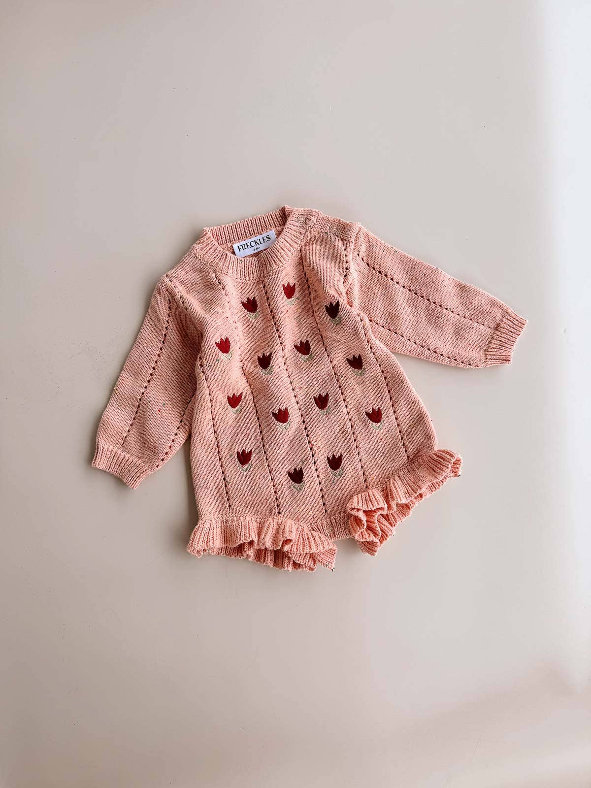Cotton Pointelle Knit Romper | Sherbet Tulip