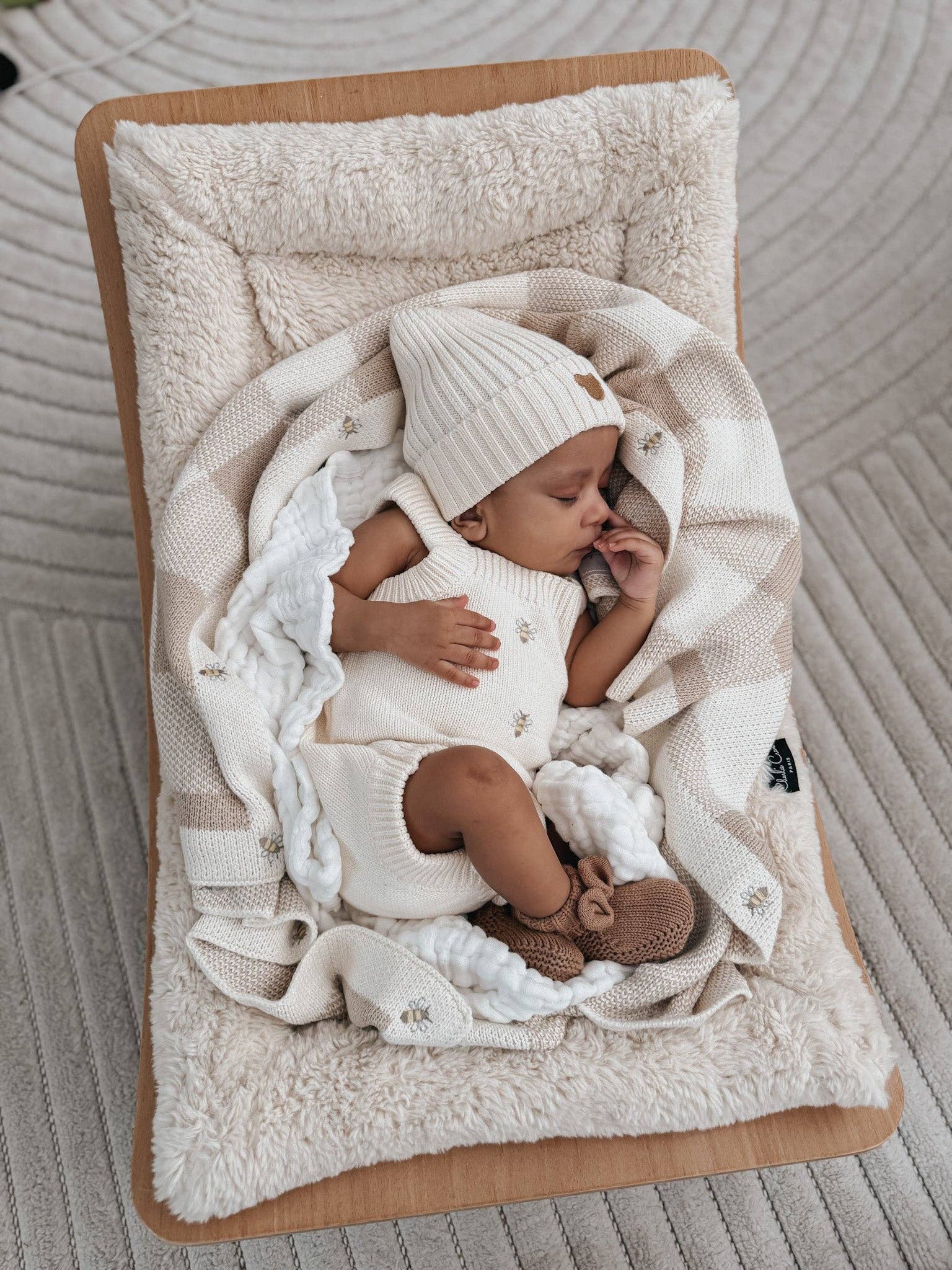 Busy Bee Gingham Baby Blanket