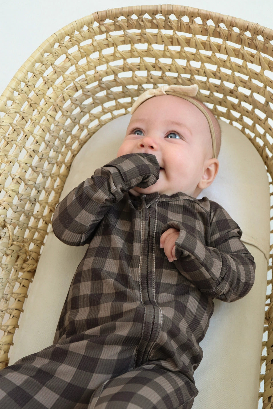 Chestnut Gingham (Ribbed) Zip Pajamas
