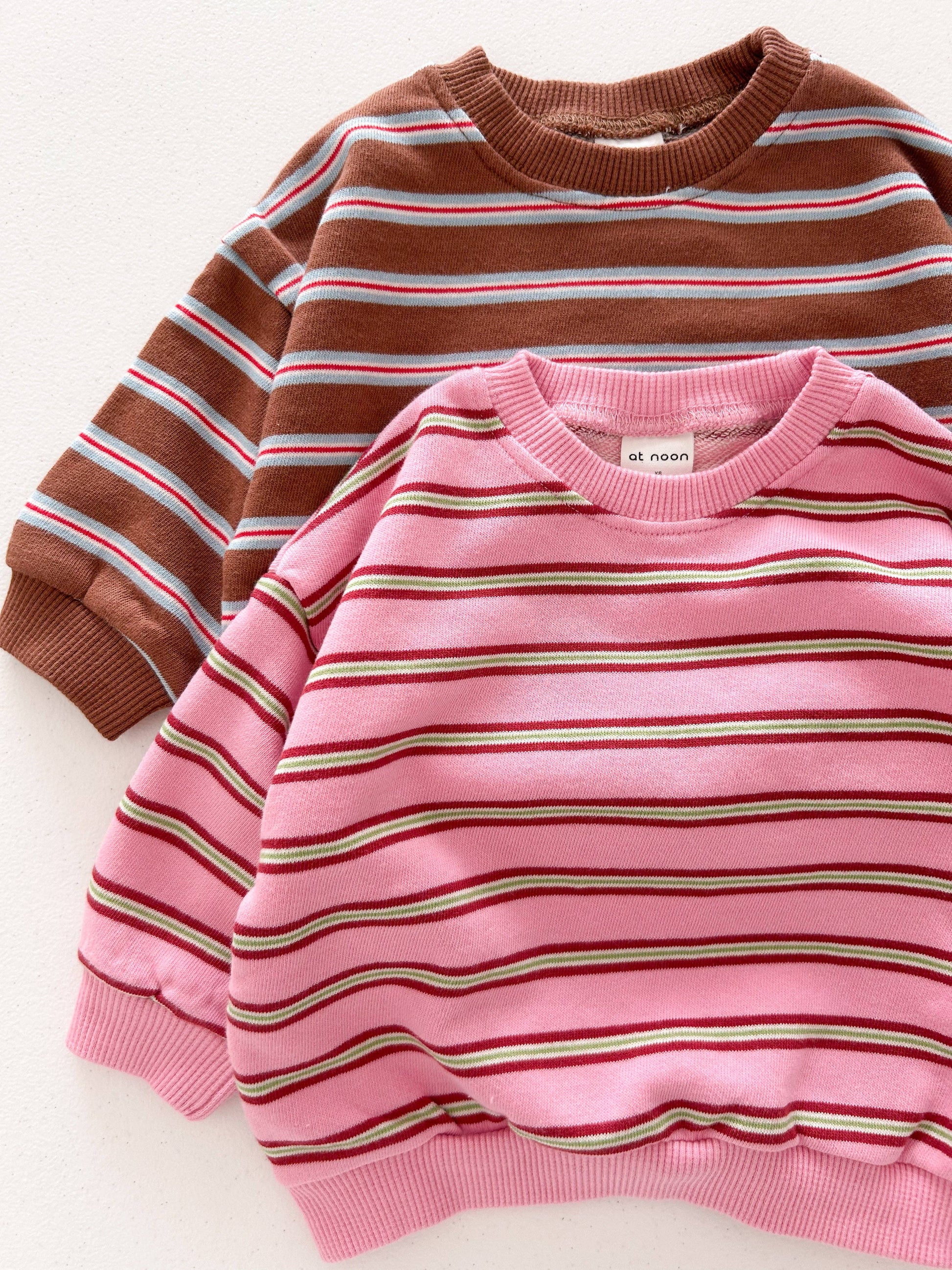 Baby & Toddler Stripe Long Sleeve Crewneck - Brown & Pink
