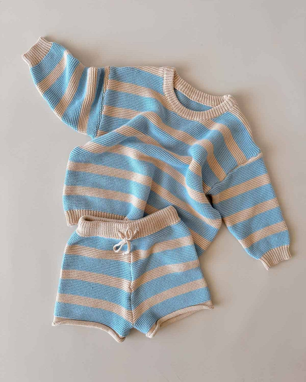 Cotton Knit Sweater | Sky Stripe