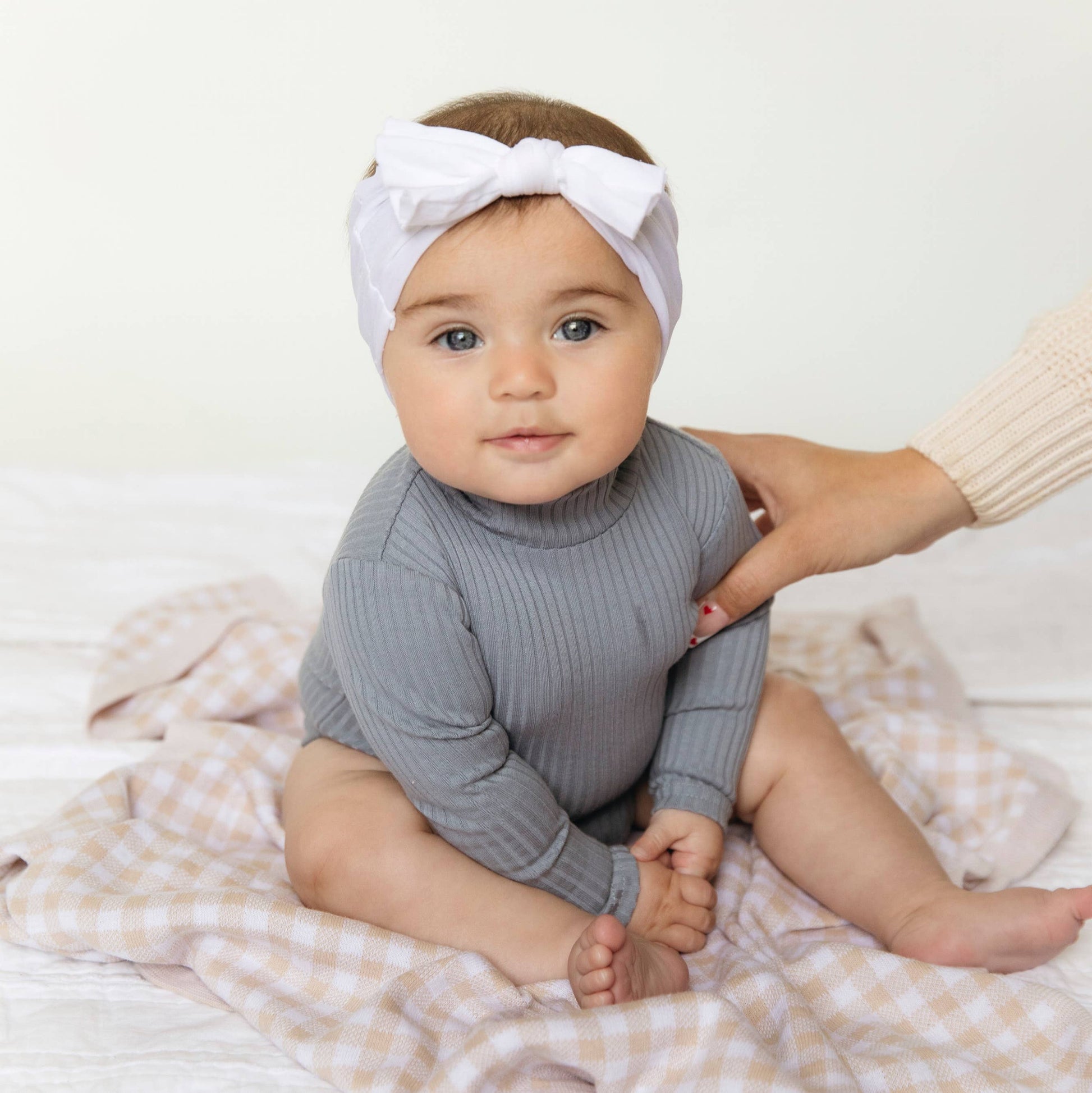 Cotton Receiving Blanket | Tan Gingham