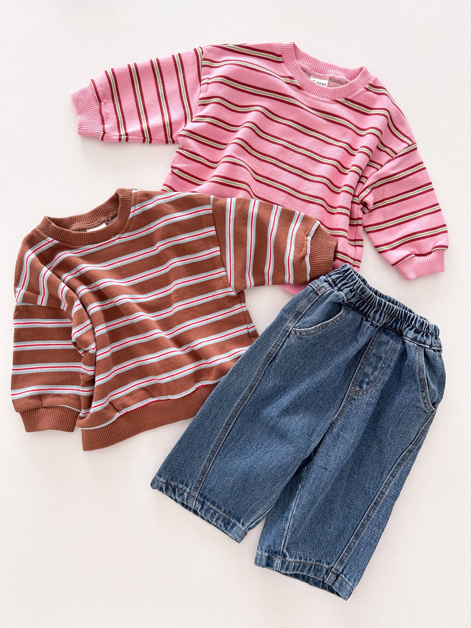 Baby & Toddler Stripe Long Sleeve Crewneck - Brown & Pink