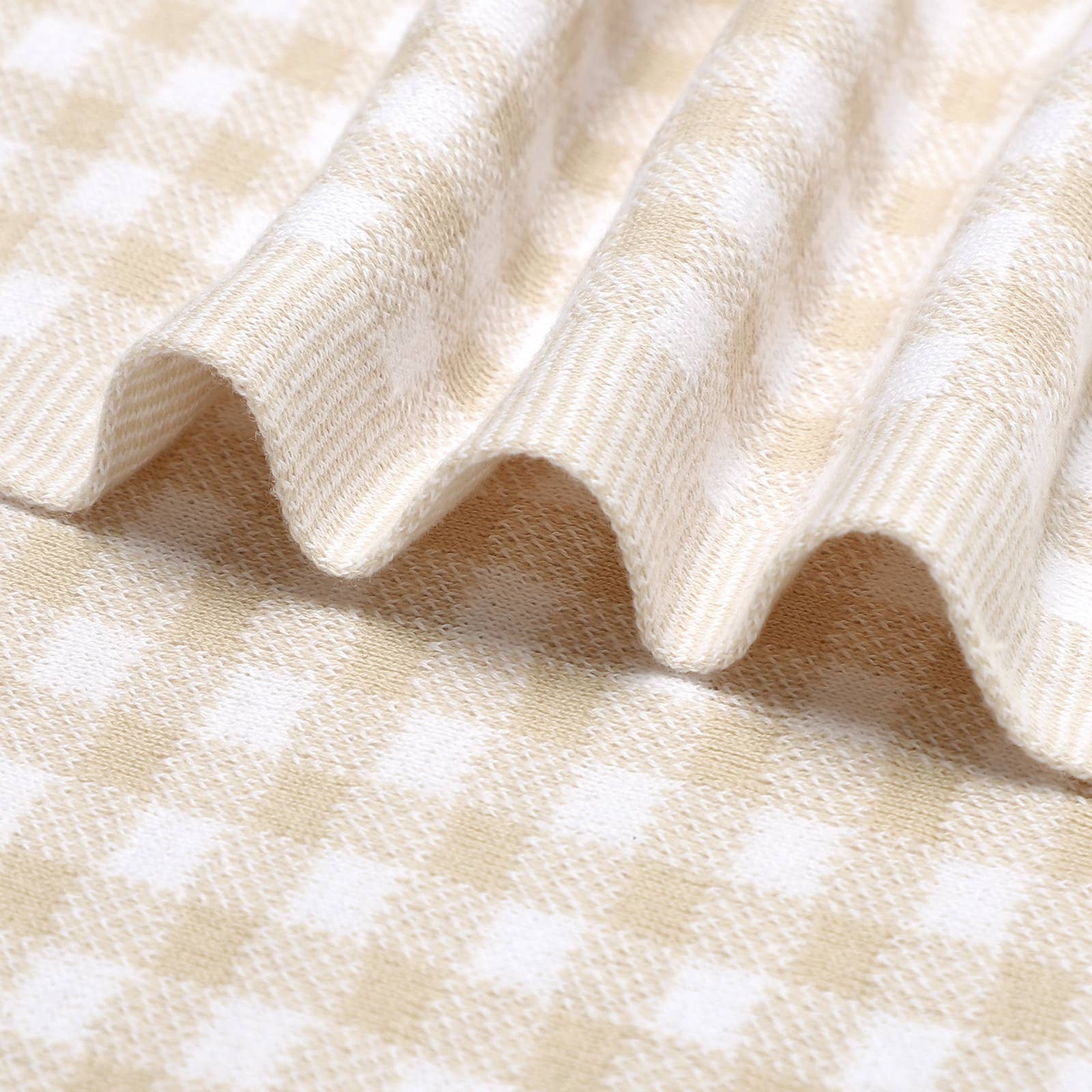 Cotton Receiving Blanket | Tan Gingham