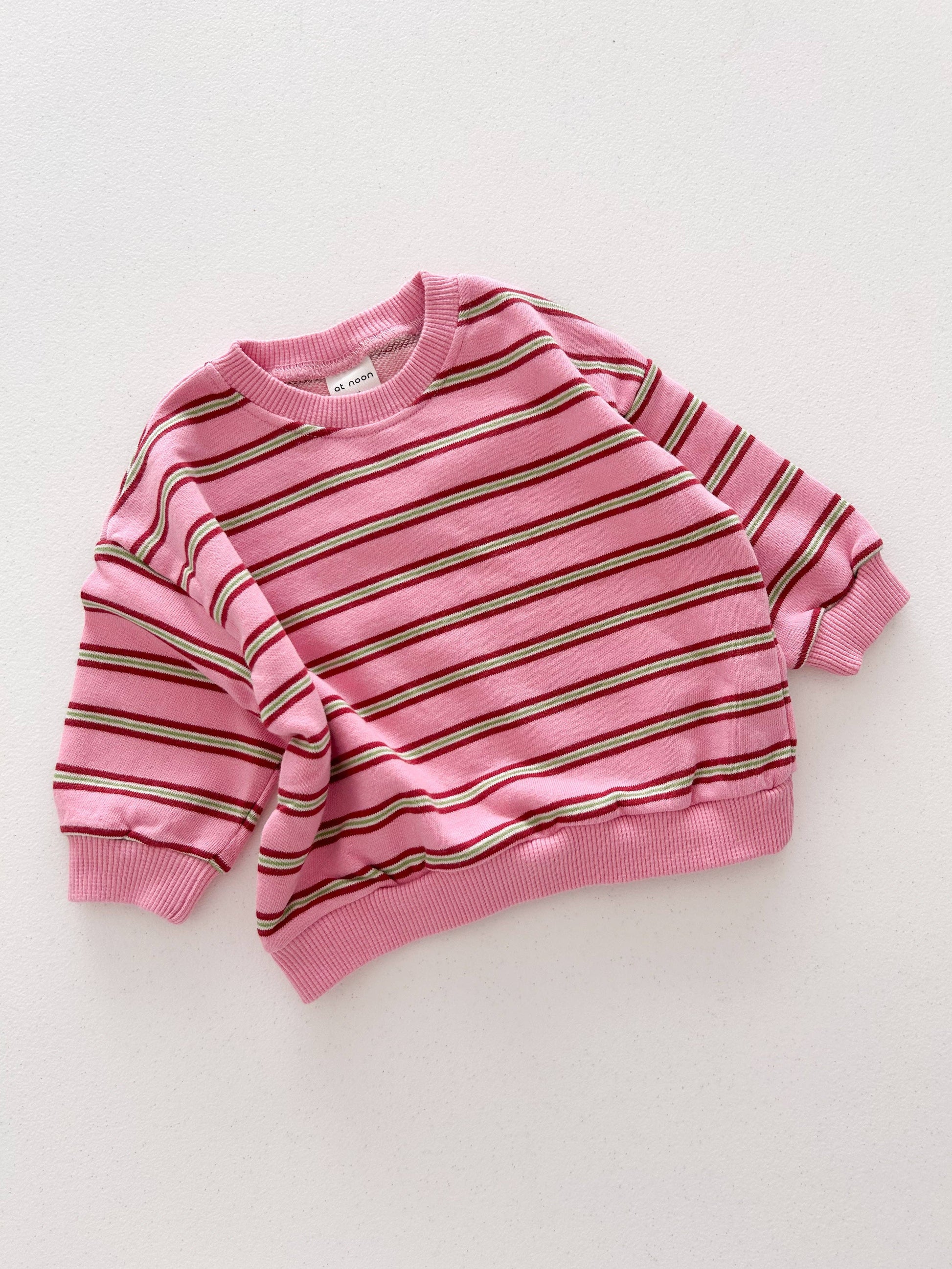 Baby & Toddler Stripe Long Sleeve Crewneck - Brown & Pink