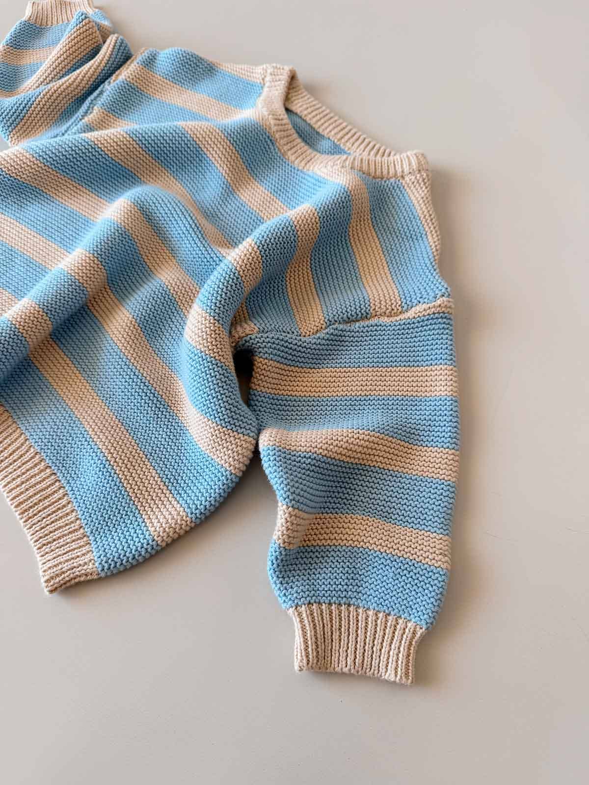 Cotton Knit Sweater | Sky Stripe