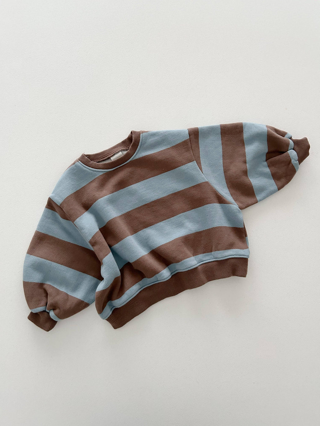 Oversized Cotton Stripe Sweatshirt - Sky Brown