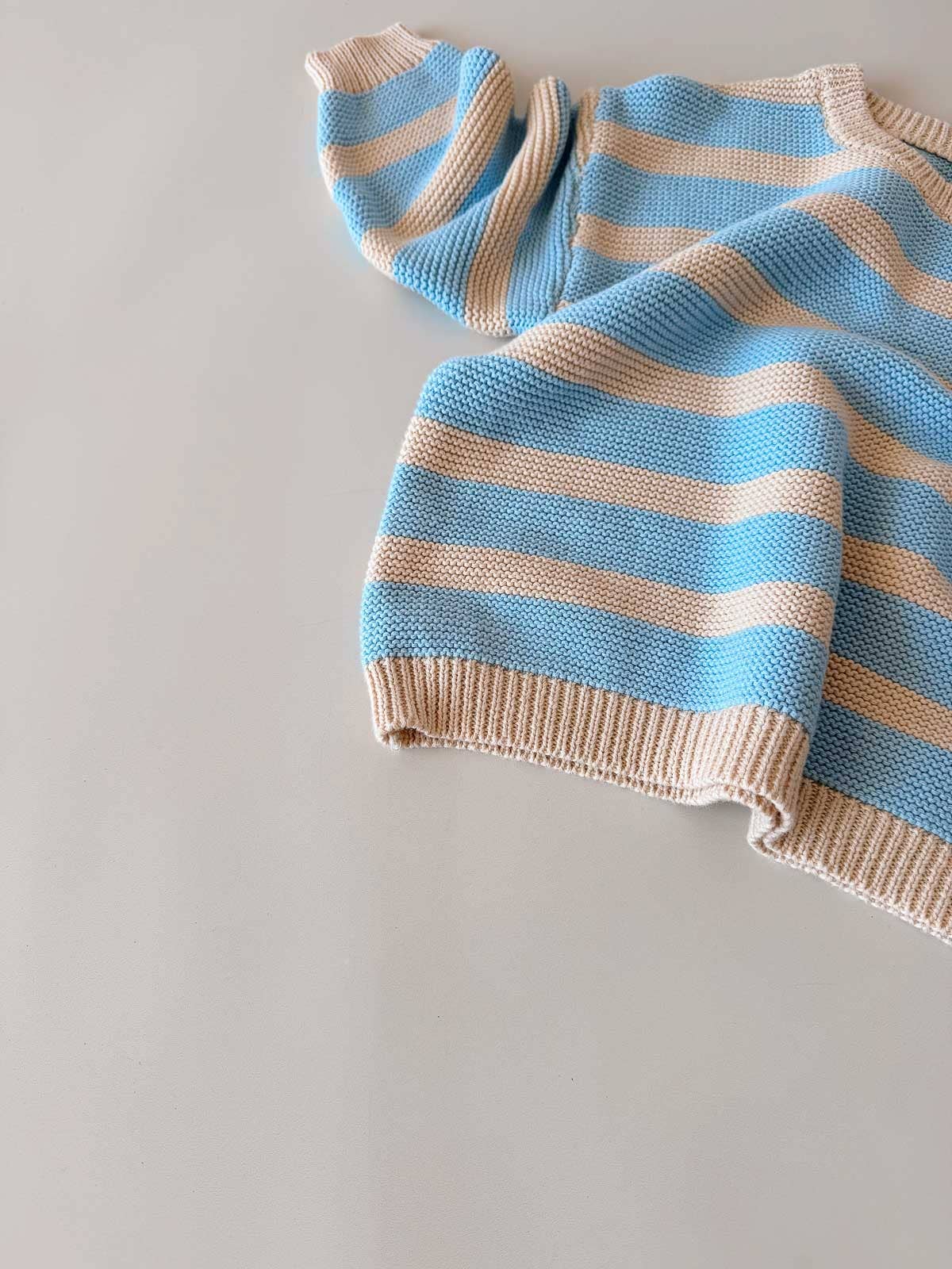 Cotton Knit Sweater | Sky Stripe