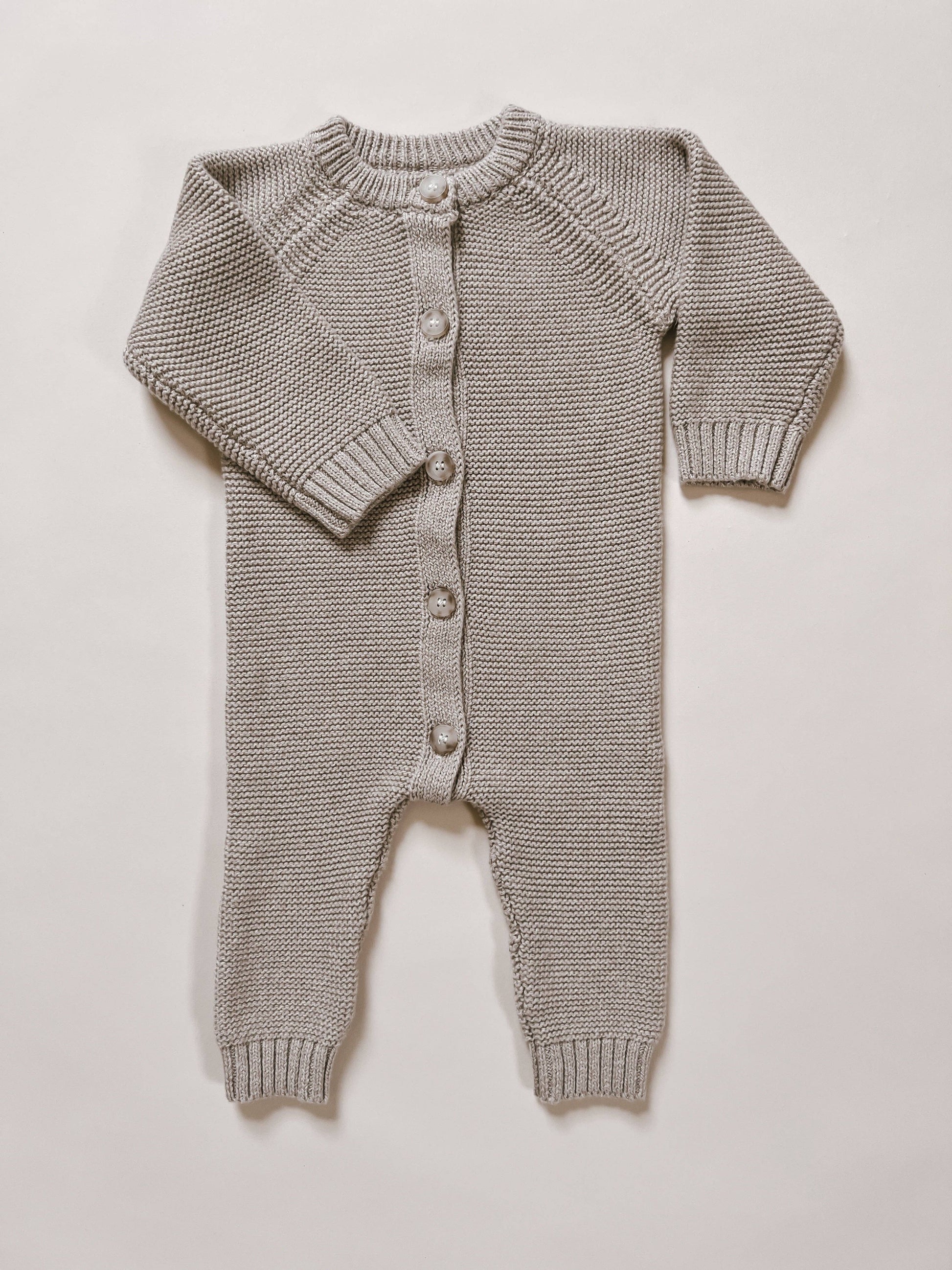 Classic Knit Jumpsuit - Heather Beige