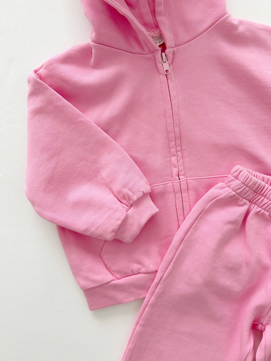 Zip-up Hoodie and Jogger Pants Set - Pink & Olive