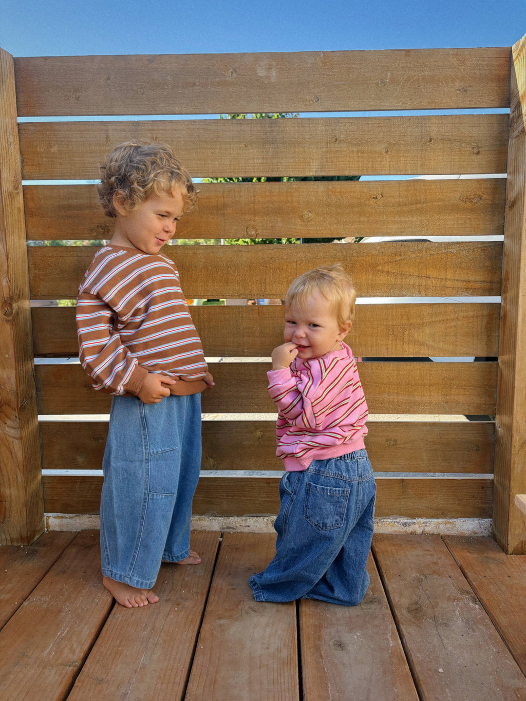 Baby & Toddler Stripe Long Sleeve Crewneck - Brown & Pink