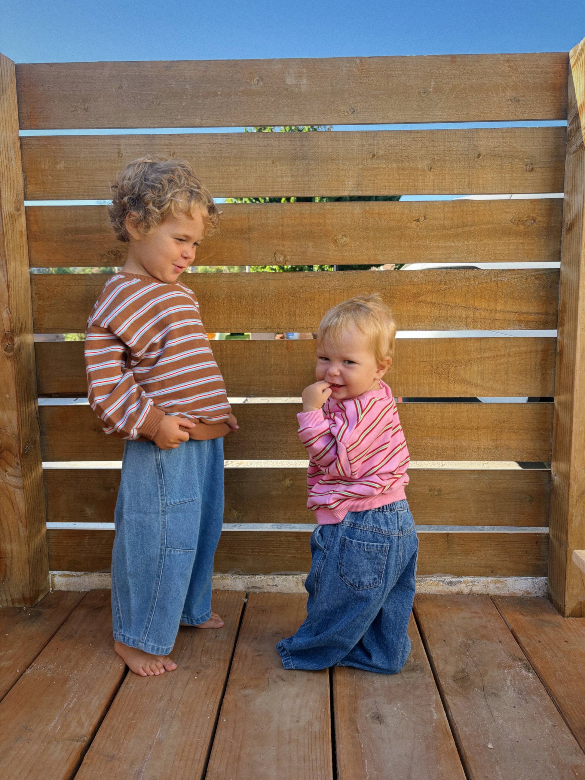 Baby & Toddler Stripe Long Sleeve Crewneck - Brown & Pink