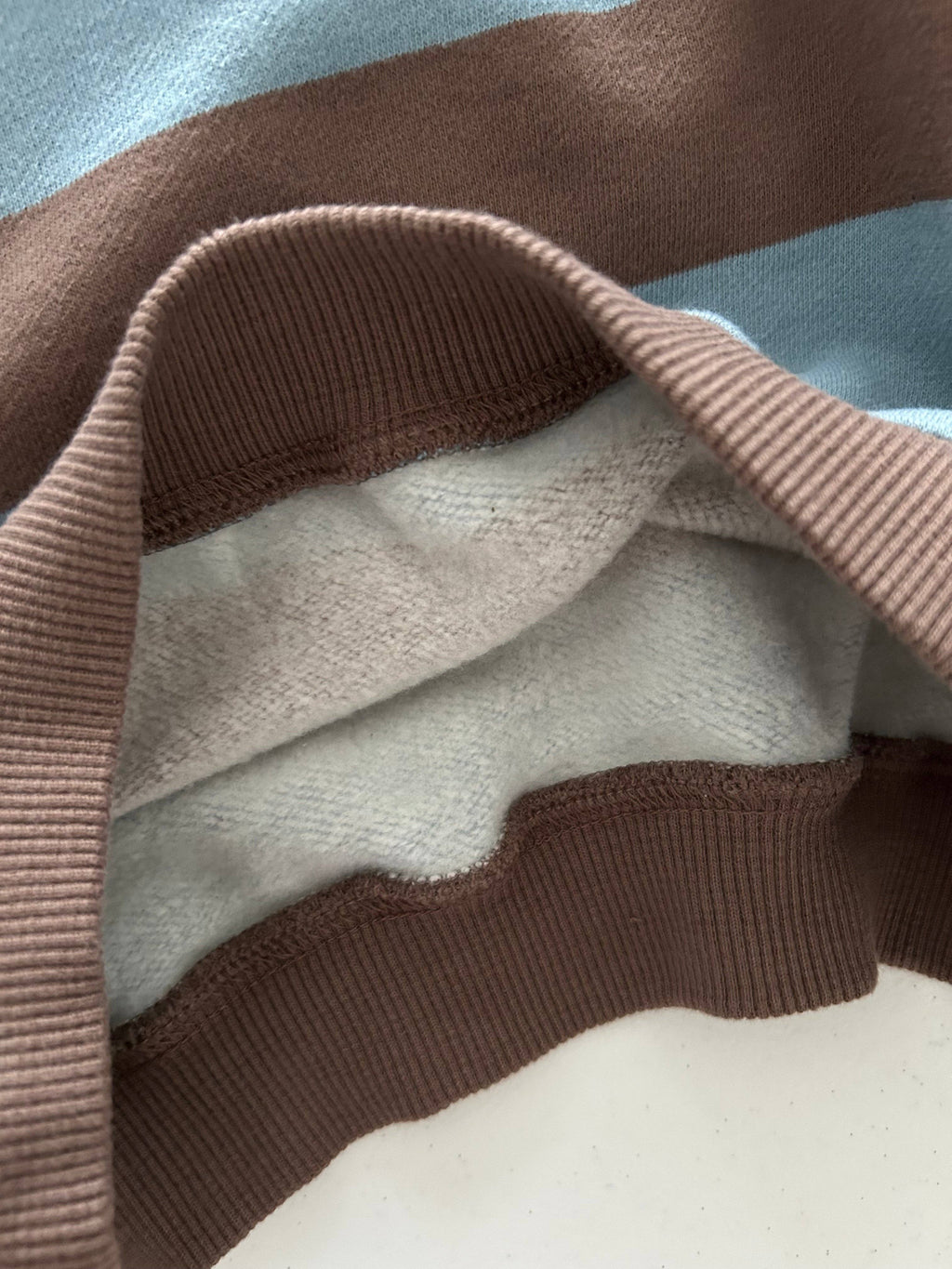 Oversized Cotton Stripe Sweatshirt - Sky Brown