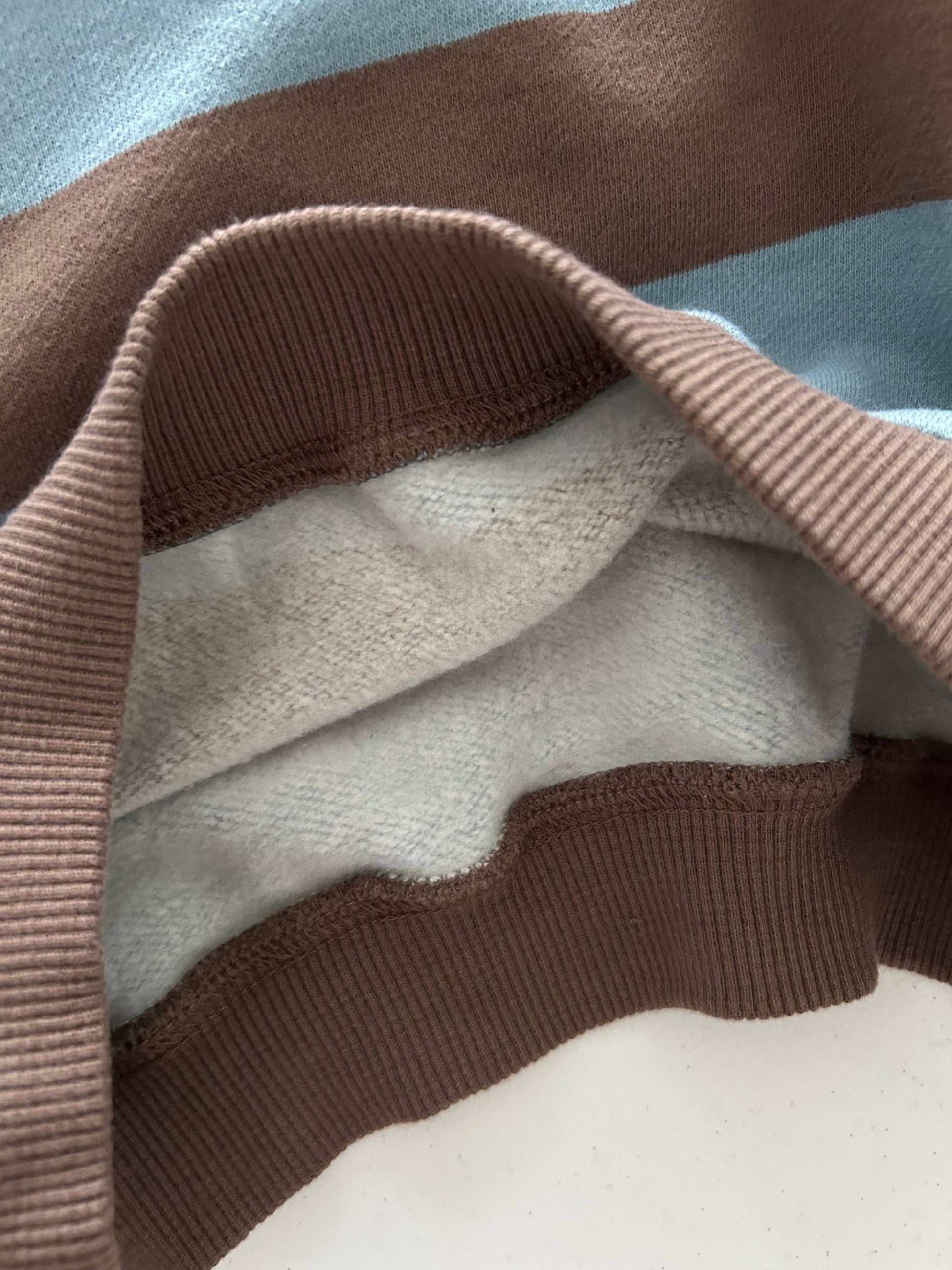 Oversized Cotton Stripe Sweatshirt - Sky Brown