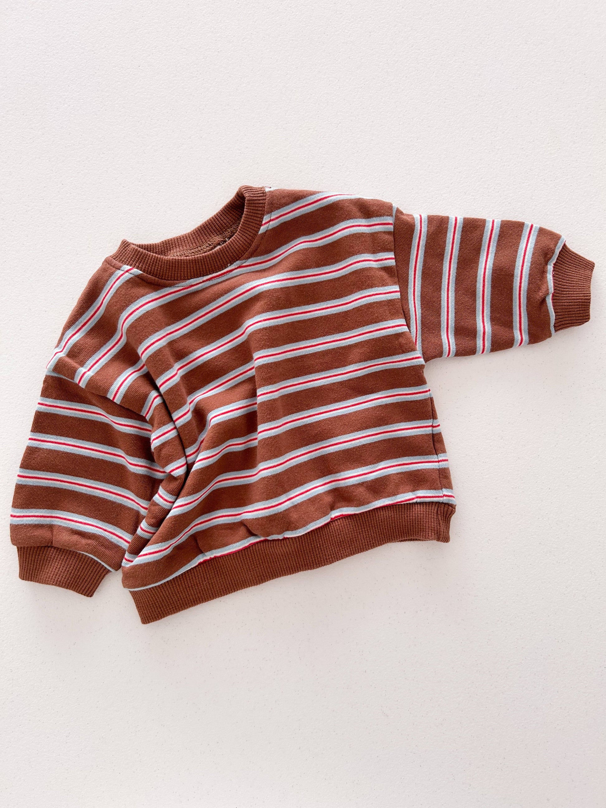 Baby & Toddler Stripe Long Sleeve Crewneck - Brown & Pink