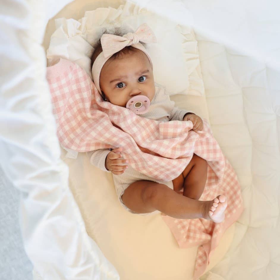 Cotton Receiving Blanket | Tan Gingham
