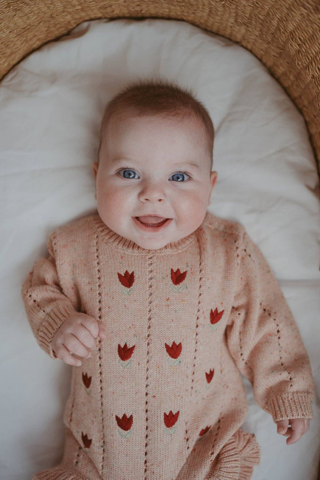 Cotton Pointelle Knit Romper | Sherbet Tulip
