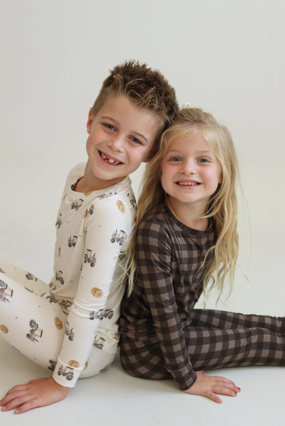 Chestnut Gingham (Ribbed) Two-Piece Pajamas