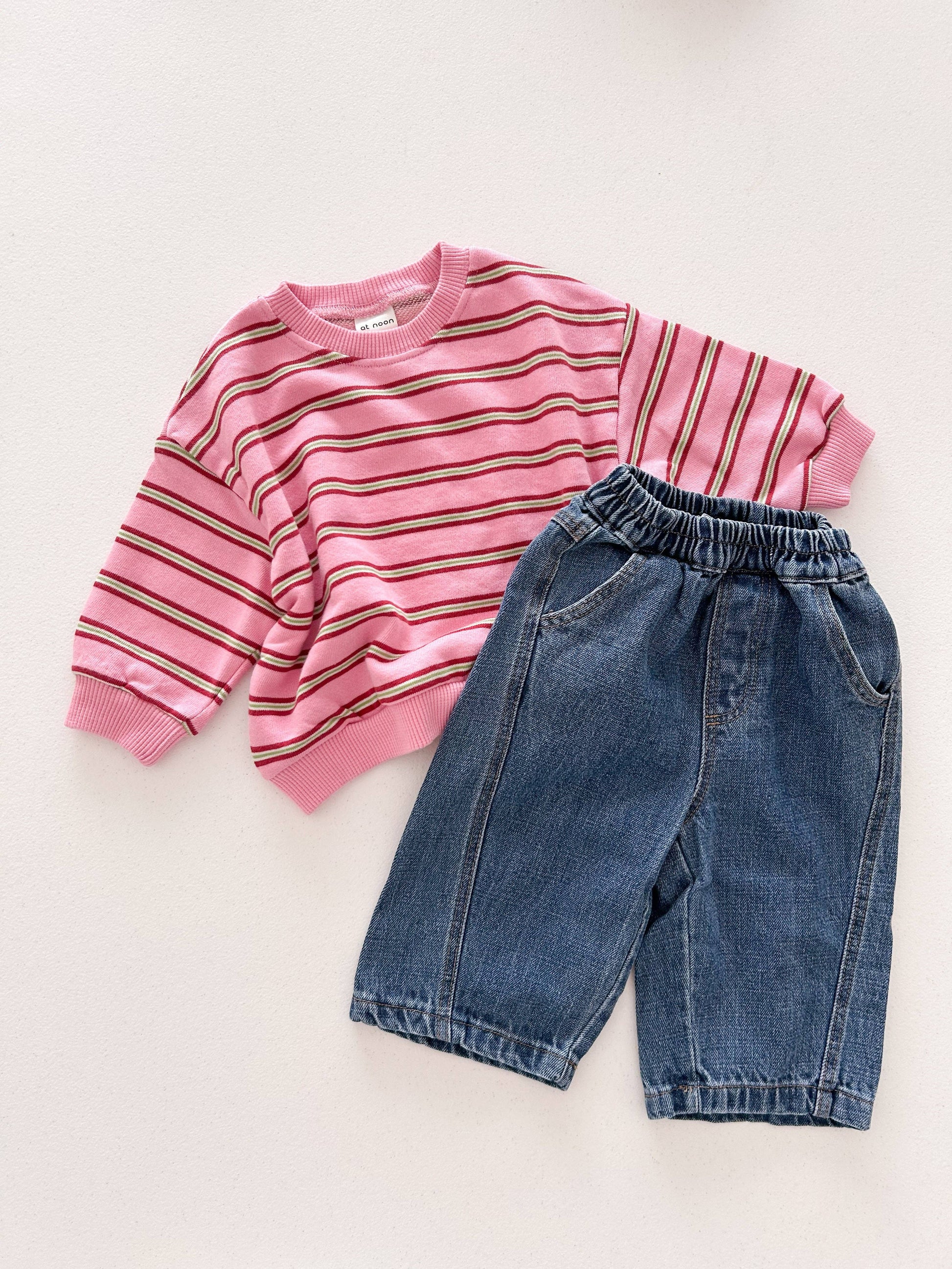 Baby & Toddler Stripe Long Sleeve Crewneck - Brown & Pink