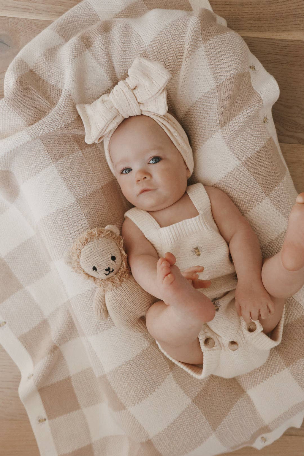 Busy Bee Gingham Baby Blanket